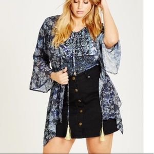 City Chic Dreamy Deco kimono S 16 plus size NWT